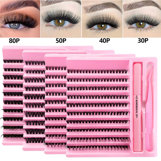 200 Pcs Cluster Lash Set 30D 40D 50D 80D DIY Individual Eyelashes